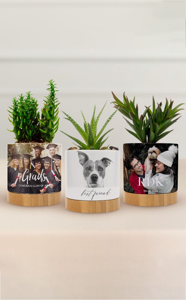 Category Slider - Photo Printed Ceramic Plant Pots with Saucer